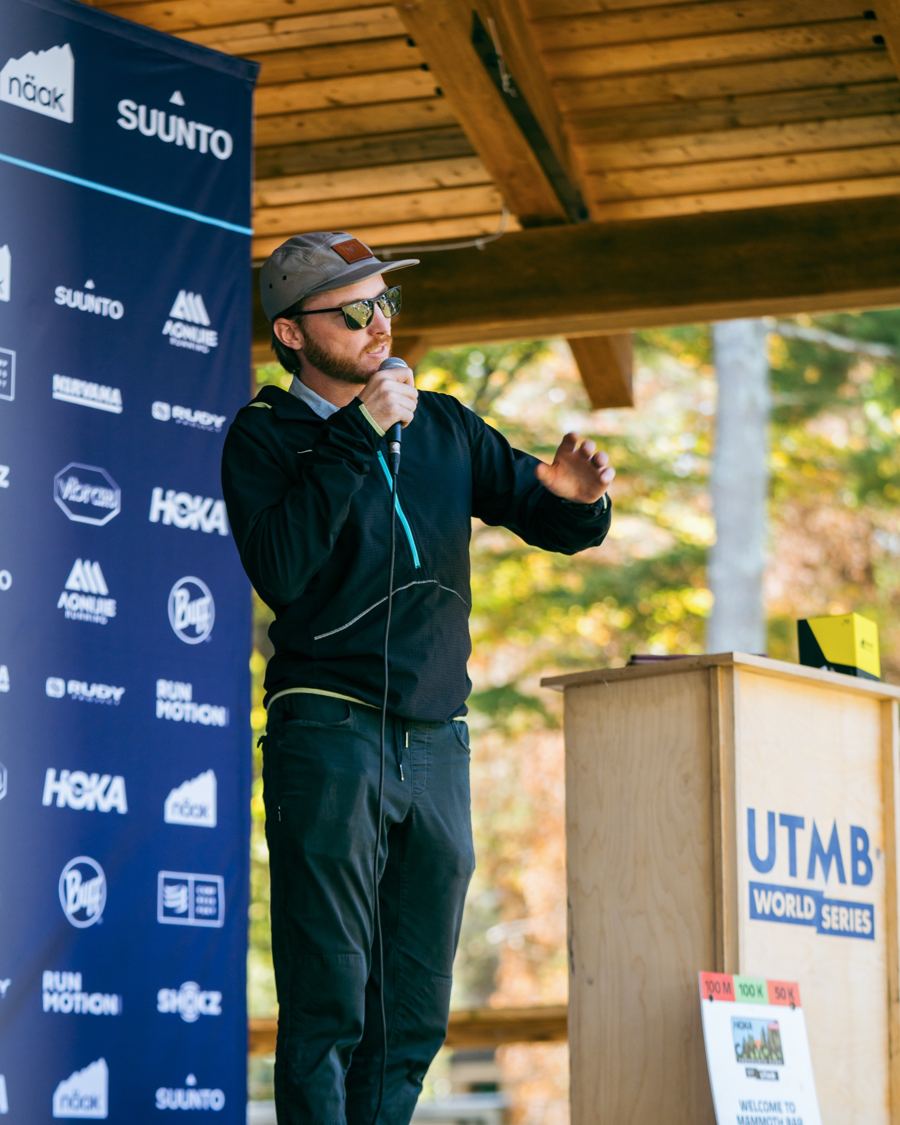 Giving a speech at the UTMB World Series podium